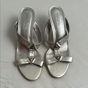 Unisa metallic silver sandal heels